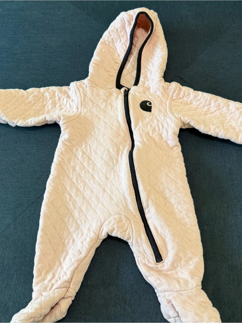 Carhartt 3M Quilted Hooded Pink with Black Zipper Coveralls Sz 3M